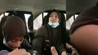Busty Hijabi Girl Giving Blowjob Dick Fucking Inside Car Sex