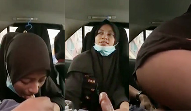 Busty Hijabi Girl Giving Blowjob Dick Fucking Inside Car Sex