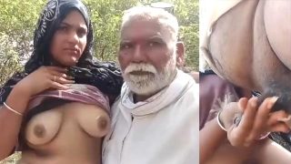 Indian Mature Two Aunty Old Man Enjoying Outdoor
